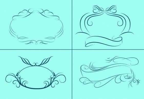 frames and ribbon sketch collection classical decorative curves