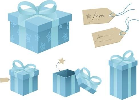 Free Blue Gift Box Vector Material