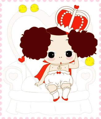 free cute cartoon doll vector