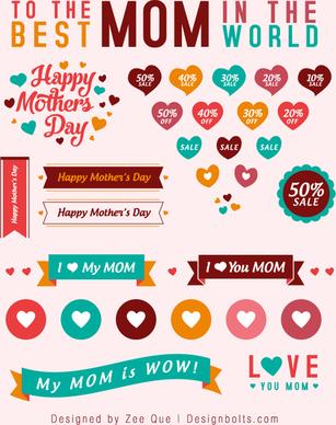 free cute mothers day sale vectors icons banners