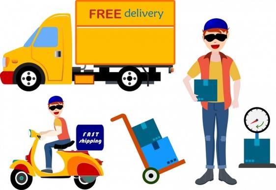 free delivery design elements various flat colored types