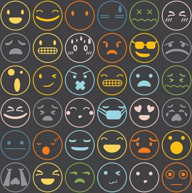 free emoji icons set with black background