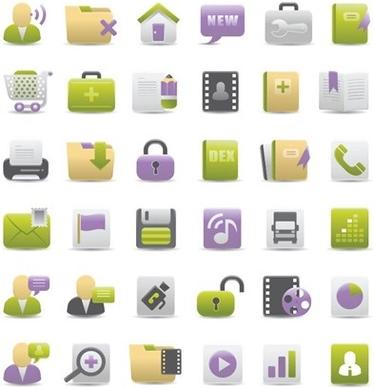 computer icons collection various colored types