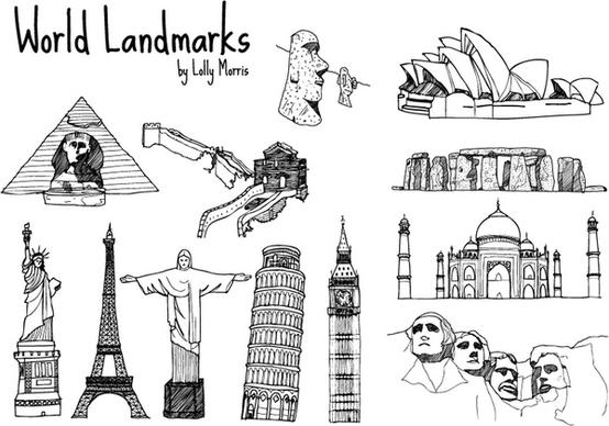 Free Hand Drawn World Landmark Vectors!!!
