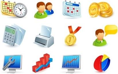 office icons collection 3d colorful symbols