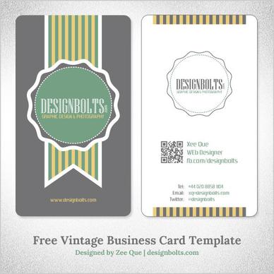 free simple yet elegant vintage business card design template with qr code