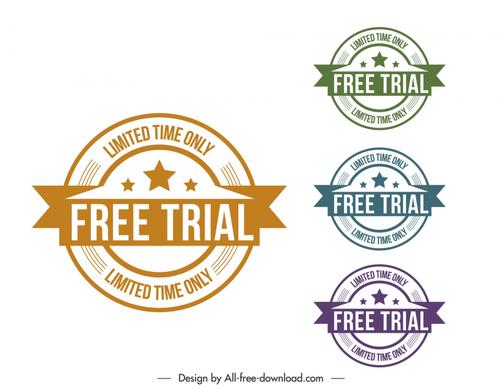 free trial stamps collection symmetric classical circle stars ribbon