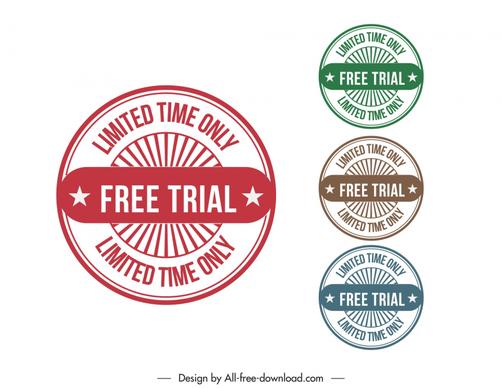 free triale stamps templates flat symmetric circle rays stars