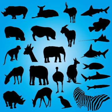 free vector animals silhouettes