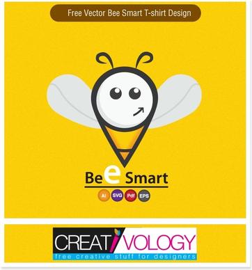Free Vector Bee Smart T-shirt Design 