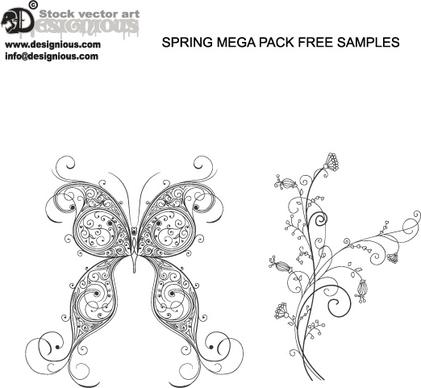 Free vector butterfly and flower