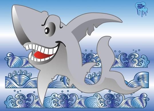 free vector cartoon shark