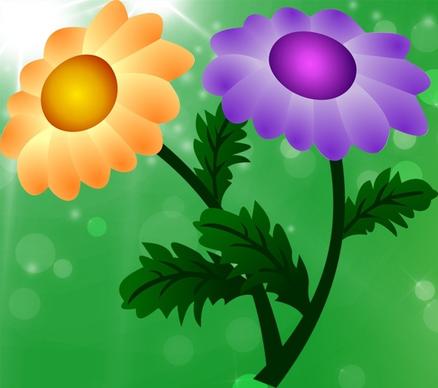 chrysanthemum icon design colorful sparkling cartoon style