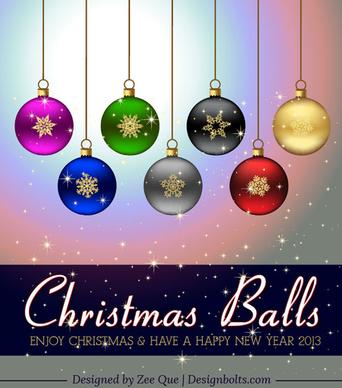 free vector colorful hanging christmas balls decorations