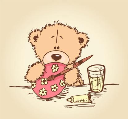 free vector cute cartoon little bear