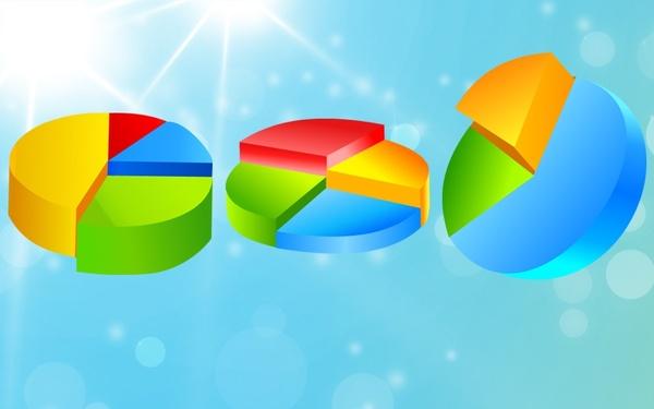 pie charts collection 3d colorful bright design