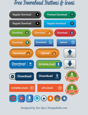 free vector download upload buttons icons