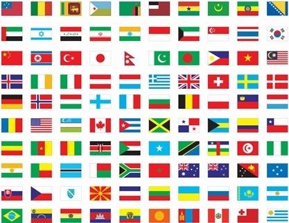 worlds nation flags collection flat colorful design