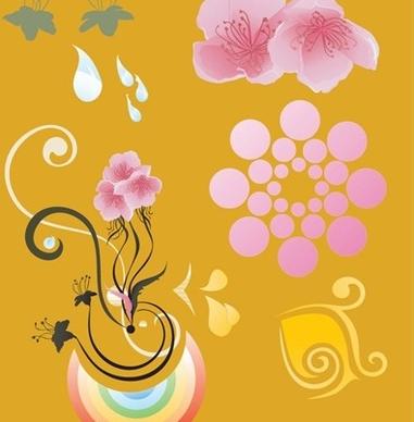 floral design elements colorful classical style