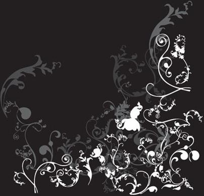 floral background classical curves decoration black white design
