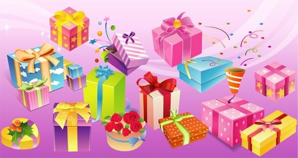 gift boxes collection various colorful shapes design