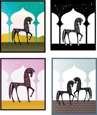 horse background sets muslim traditional style