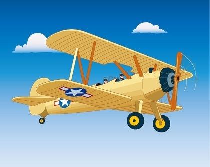 vintage aircraft flight theme colored style design