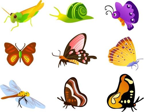 insect icons collection various colorful types