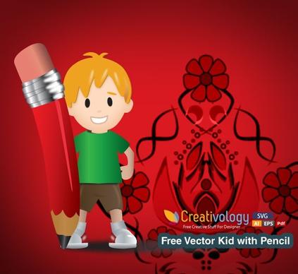 Free Vector Kid with Pencil 