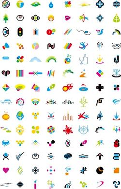 graphic icons collection various colorful symbol elements