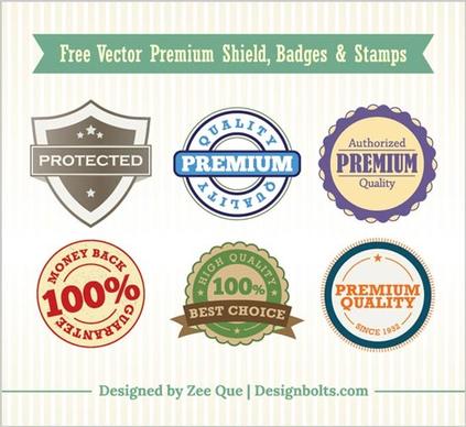 free vector premium shield badges stamps