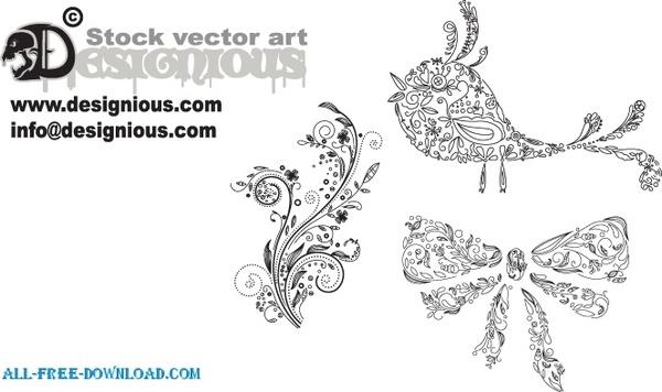 Free vector samples Floral 77  Birds 5  Christmas 10