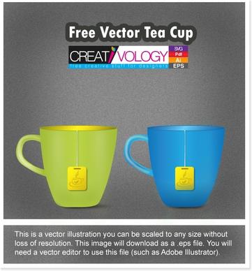 tea cup background 3d object icons colored decor