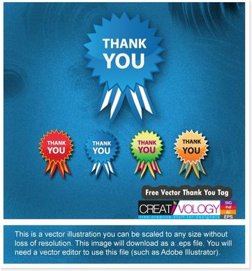 thanking tag templates colored flat serrated design