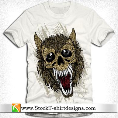 free vector tshirt design with wolf