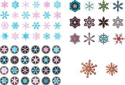 snowflake design elements flat colored design various shapes