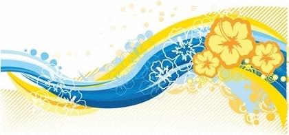 Free Wave Curve Floral Vector Graphic