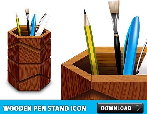 Free Wooden Pen Stand Icon PSD