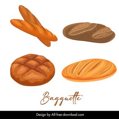  french baguette design elements flat classical sketch