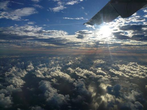 french caribbean sky aircraft flight clouds