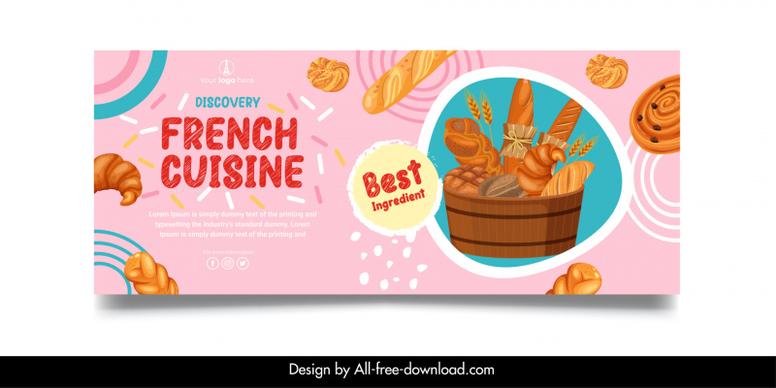 french cuisine advertising banner template baguettes sketch