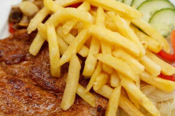 french fries and steak detail