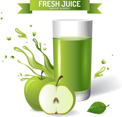 fresh apple juice creative design vector