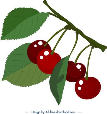 fresh cherry fruit painting shiny colored design
