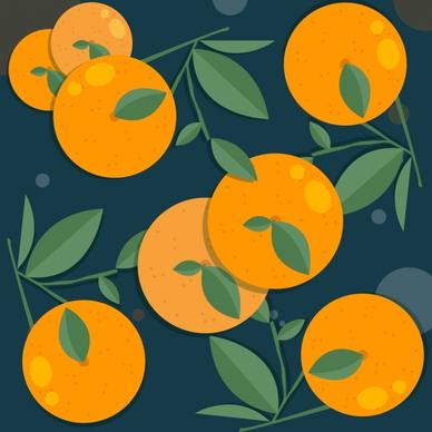 fresh fruit background orange icons multicolored classic decor
