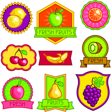 fresh fruit labels vector design