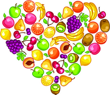 fresh fruit with heart vector