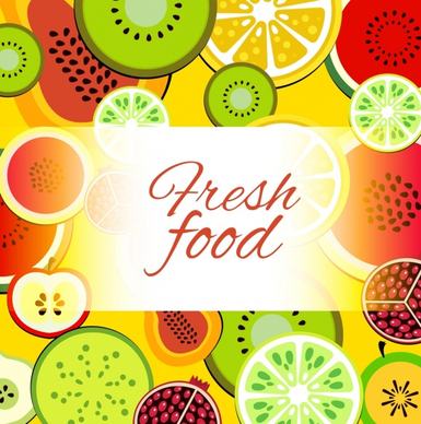 fresh fruits background colorful flat slices icons