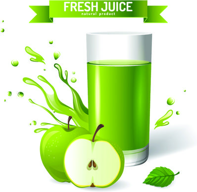 fresh juice with ribbon design graphic vector