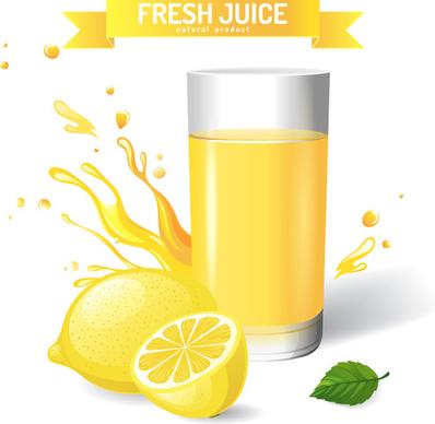 fresh lemon juice creative design vector